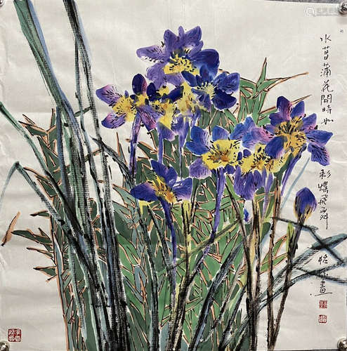 郭怡孮 花卉 纸本设色软片