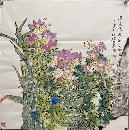 郭怡孮 花卉 纸本设色软片