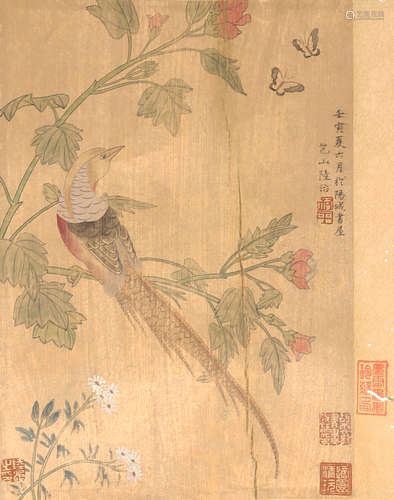 陆治 花鸟 纸本设色镜片