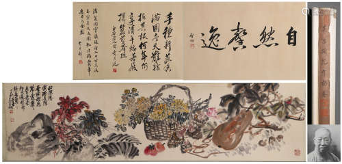 A CHINESE FLOWER PAINTING,  INK AND COLOR ON PAPER,  HANDSCR...