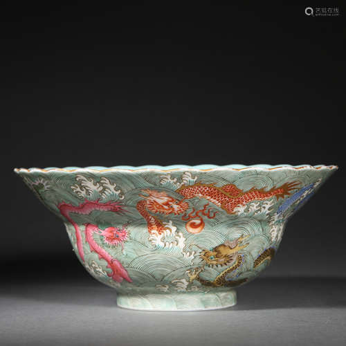 A FAMILLE ROSE DRAGON BOWL