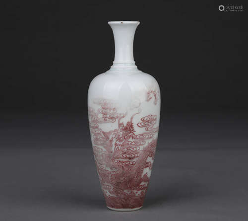 AN UNDERGLAZE-RED DRAGON VASE