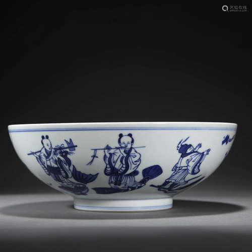 A BLUE AND WHITE EIGHT IMMORTALS BOWL