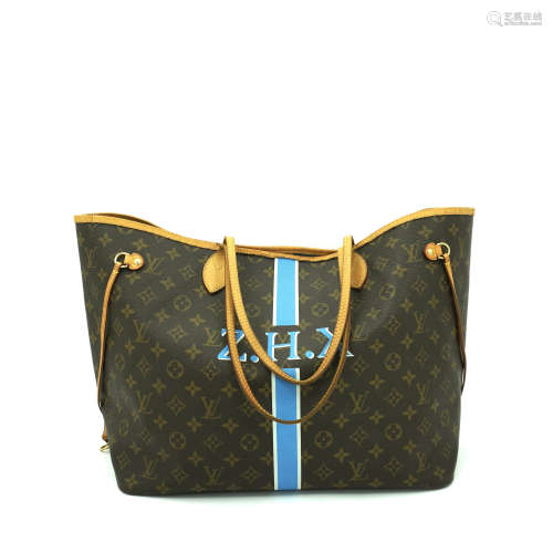A LOUIS VUITTON LARGE NEVERFULL WITH  PAINTING