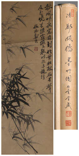 A CHINESE BAMBOO PAINTING,  INK ON PAPER,  HANGING SCROLL,  ...