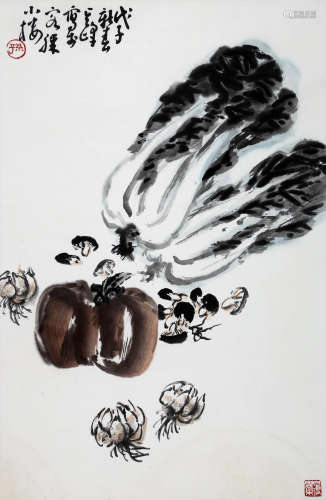 A CHINESE VEGETABLE PAINTING ON PAPER,  MOUNTED