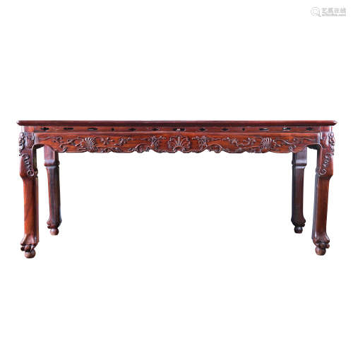 A CARVED HONGMU PAINTING TABLE