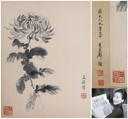 A CHINESE FLOWER PAINTING,  INK ON PAPER,  MOUNTED,  SONG ME...