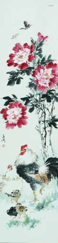 A CHINESE FLOWER AND BIRD PAINTING,  INK AND COLOR ON PAPER,...