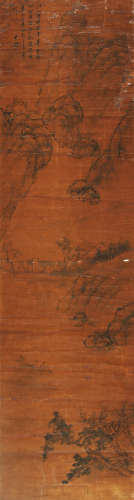 A CHINESE LANDSCAPE PAINTING,  INK ON PAPER,  HANGING SCROLL