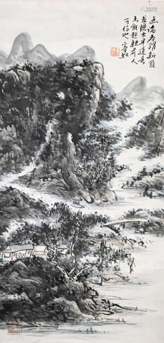 A CHINESE LANDSCAPE PAINTING ON PAPER,  MOUNTED