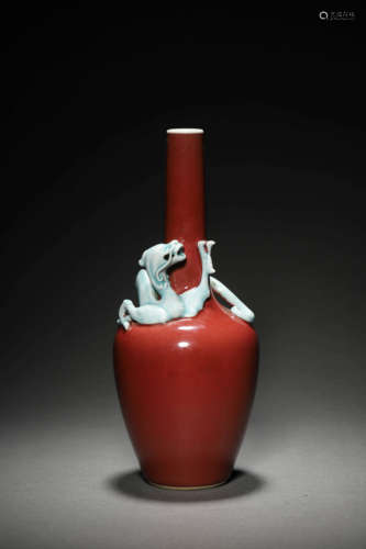 A Red-Glazed Chi-Dragon Vase