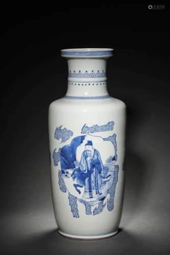 A Large Blue And White Figure Vase