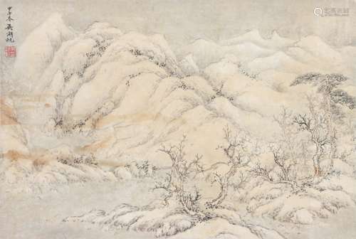 吴湖帆  枯树雪景 1954年作 设色纸本 镜心
