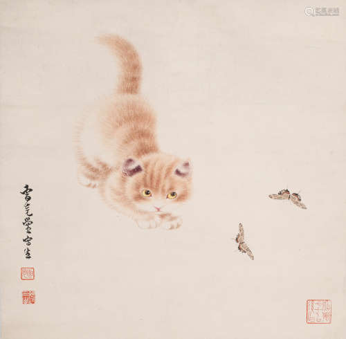 曹克黉 (1906-1979) 猫蝶图