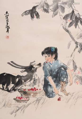 于志学 (b.1935) 少女与鹿