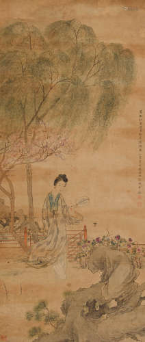 陆小曼 （1899-1961） 柳岸扑蝶图