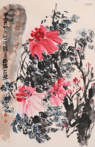陈子庄 (1913-1976) 牡丹寿石图