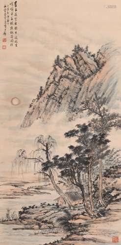 黄君璧 (1889-1991) 江边月夜图