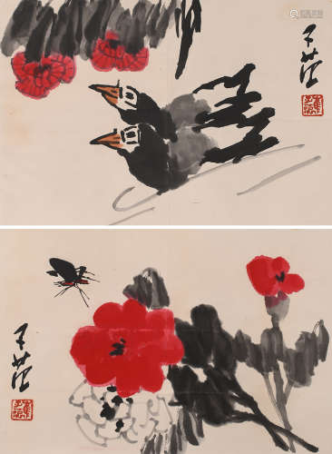 崔子范 (1915-2011) 花鸟二帧