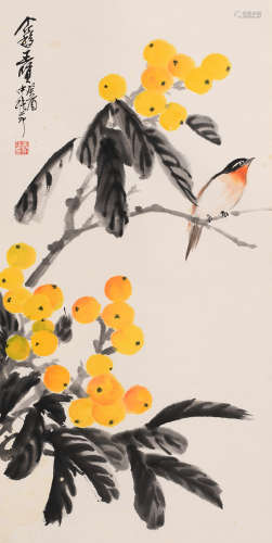 王个簃 (1897-1988) 枇杷小鸟