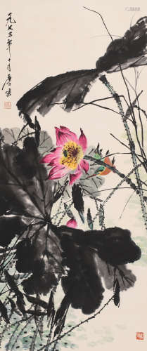 唐云 (1910-1993) 荷花翠鸟