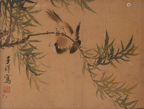 张熊 (1803-1886) 柳雀图