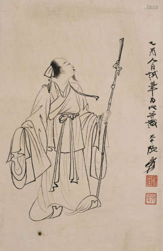 张大千 (1899-1983) 白描高士