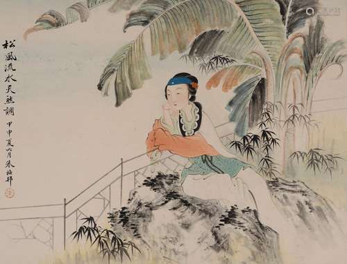 朱梅邨 (1911-1993) 芭蕉仕女