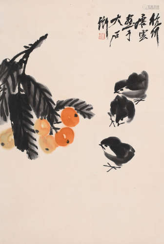 唐云 (1910-1993) 枇杷小鸡