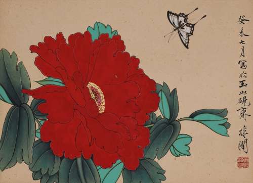 于非闇 (1889-1959) 牡丹花蝶