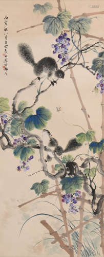 王梦白 (1888-1938) 松鼠葡萄