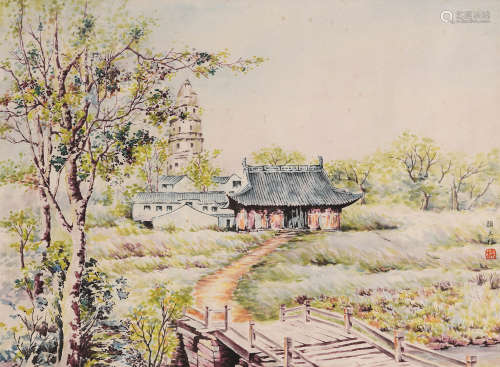 颜文樑 (1893-1988) 深林人家