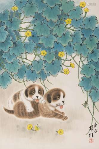 方楚雄 (b.1950) 双犬