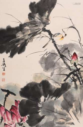 王雪涛 (1903-1983) 荷花翠鸟