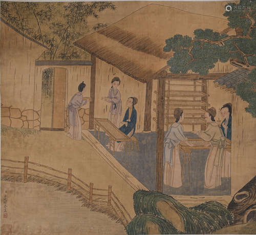 金廷标贵族人物画绢本立轴
