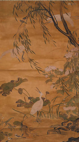 明代吕纪花鸟绢本立轴