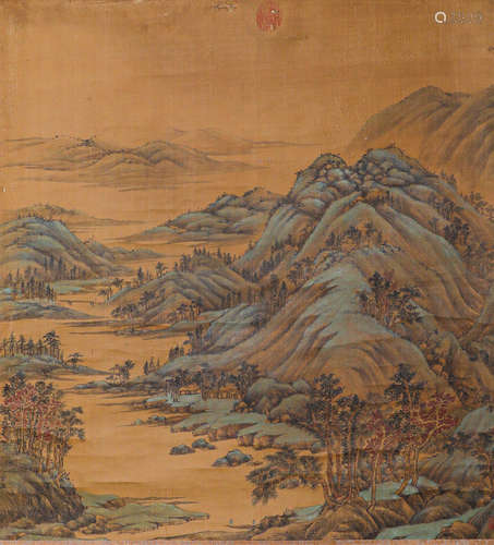 董源山水画绢本立轴