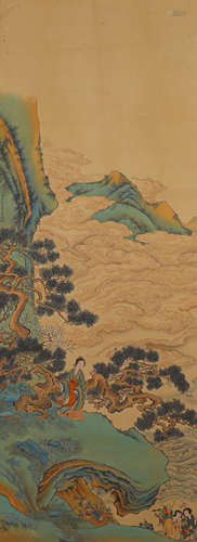 明代仇英山水立轴