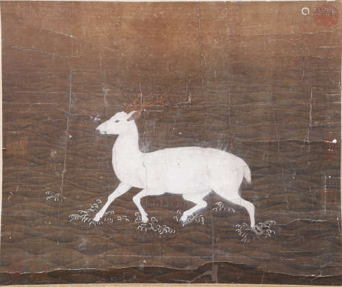A CHINESE DEER  PAINTING,  SHEN QUAN MARK
