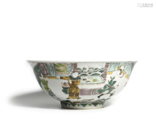 A LARGE WUCAI CHARACTER STORY BOWL