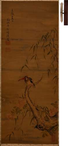 在銘 江戶時代鳥図 設色紙本 軸