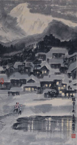 徐希（1940-2017）瑞雪之夜 1982年作 设色纸本 立轴