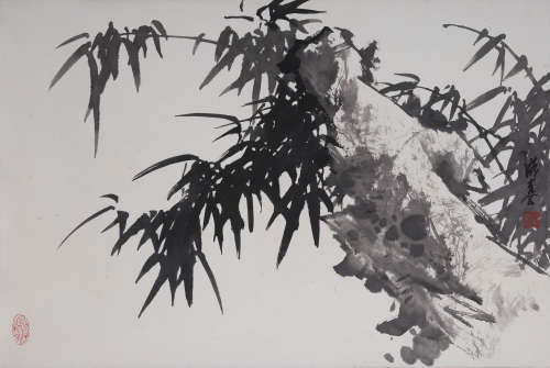 王成喜(b.1940) 竹石图  水墨纸本 立轴