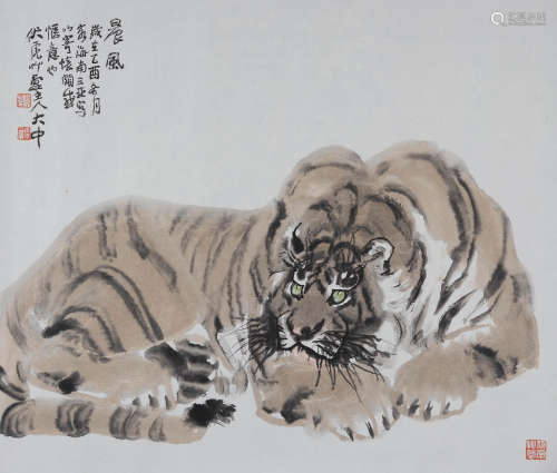 冯大中(b.1949) 虎 2005年作 设色纸本 镜心