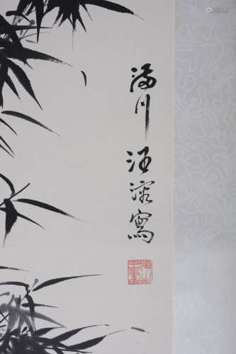 汪溶(1896-1972) 竹雀图  设色纸本 立轴