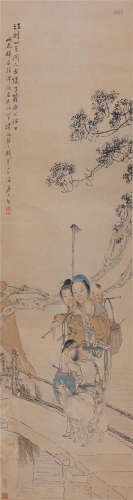 钱慧安(1833-1911) 农桑人家  设色纸本 立轴