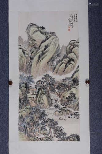 姜筠(1847-1919) 野寺松桥 1898年作 设色纸本 立轴