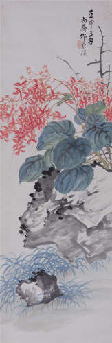 郭兰祥(1885-1938) 海棠图  设色纸本 立轴