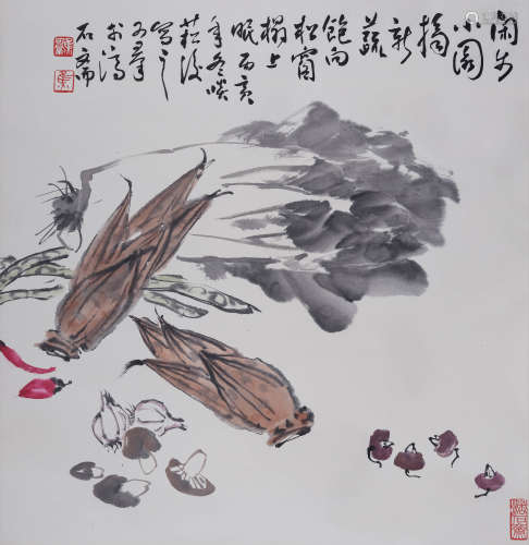 焦可群(1930-2010) 蔬香图 1986年作 设色纸本 立轴